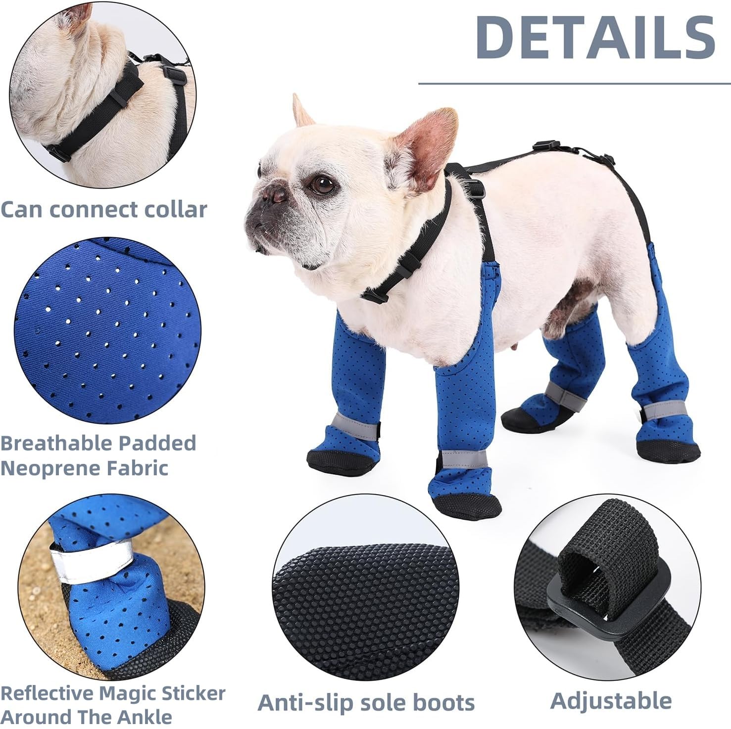 Dog Suspender Boots Paw Boot Leggings, Breathable Tall Dog Shoes With Suspenders For Hot Pavement, Anti-Slip Legging Snow Pants